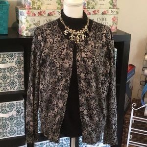 - Jones New York Grey and Black Print Sweater